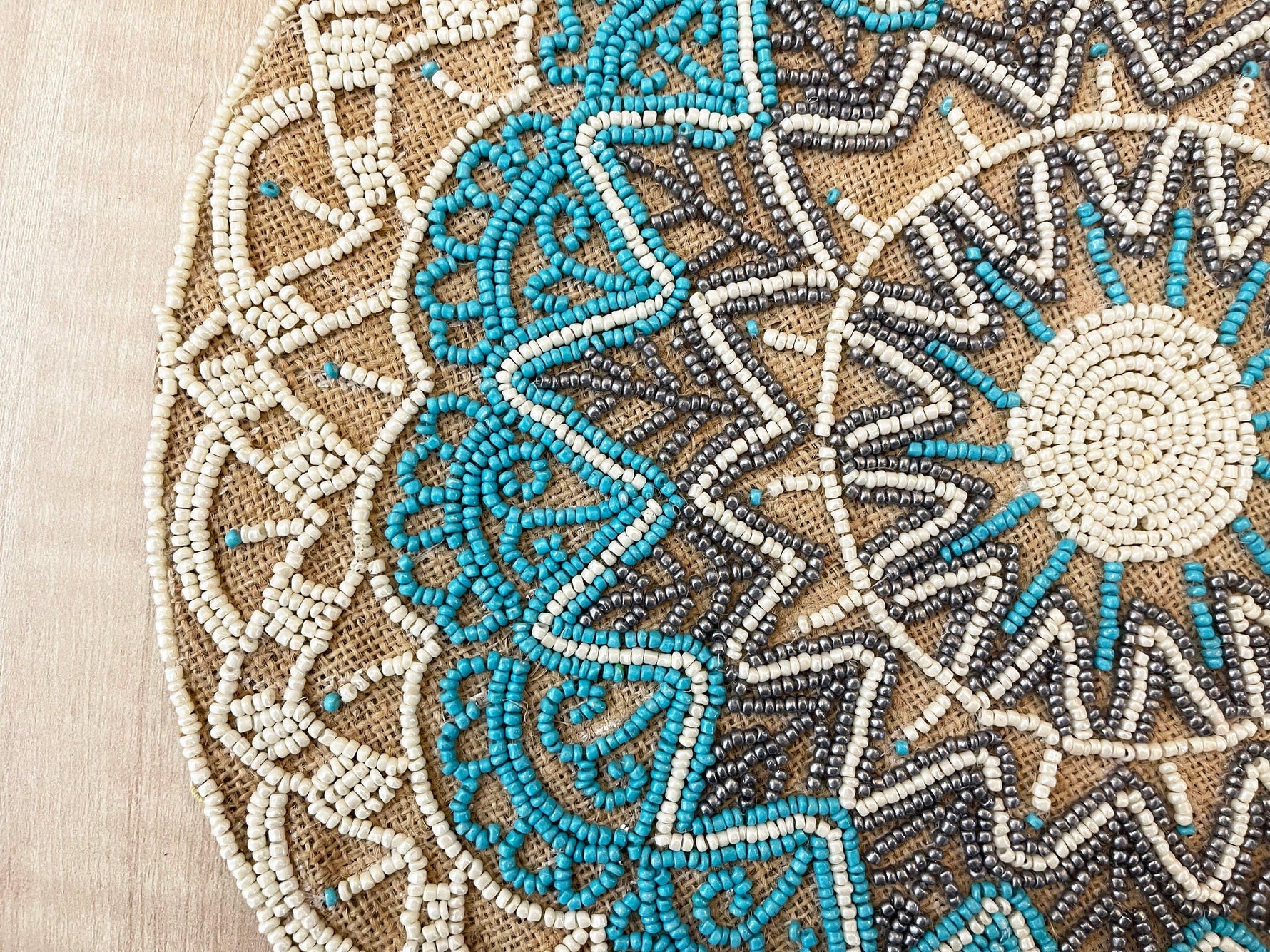 Blue Bohemian Round Beaded Placemats - Set of 6