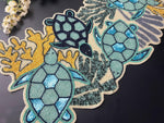 Sea turtle and Coral Coastal Beaded Table Runner