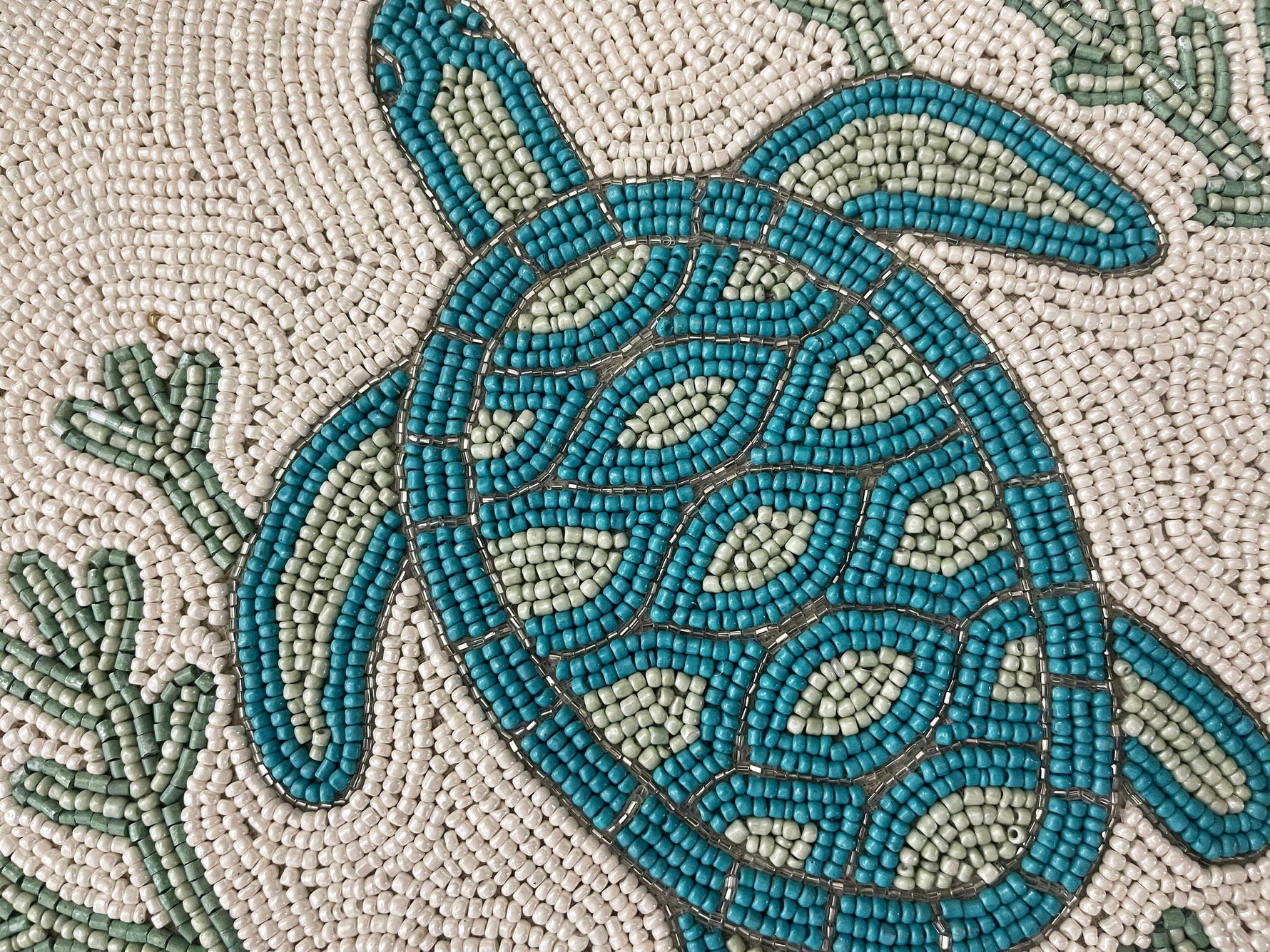 Turtle and Coral Round Beaded Placemat