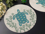 Turtle and Coral Round Beaded Placemat