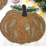 Orange Pumpkin Harvest Beaded Placemat - Set of 2