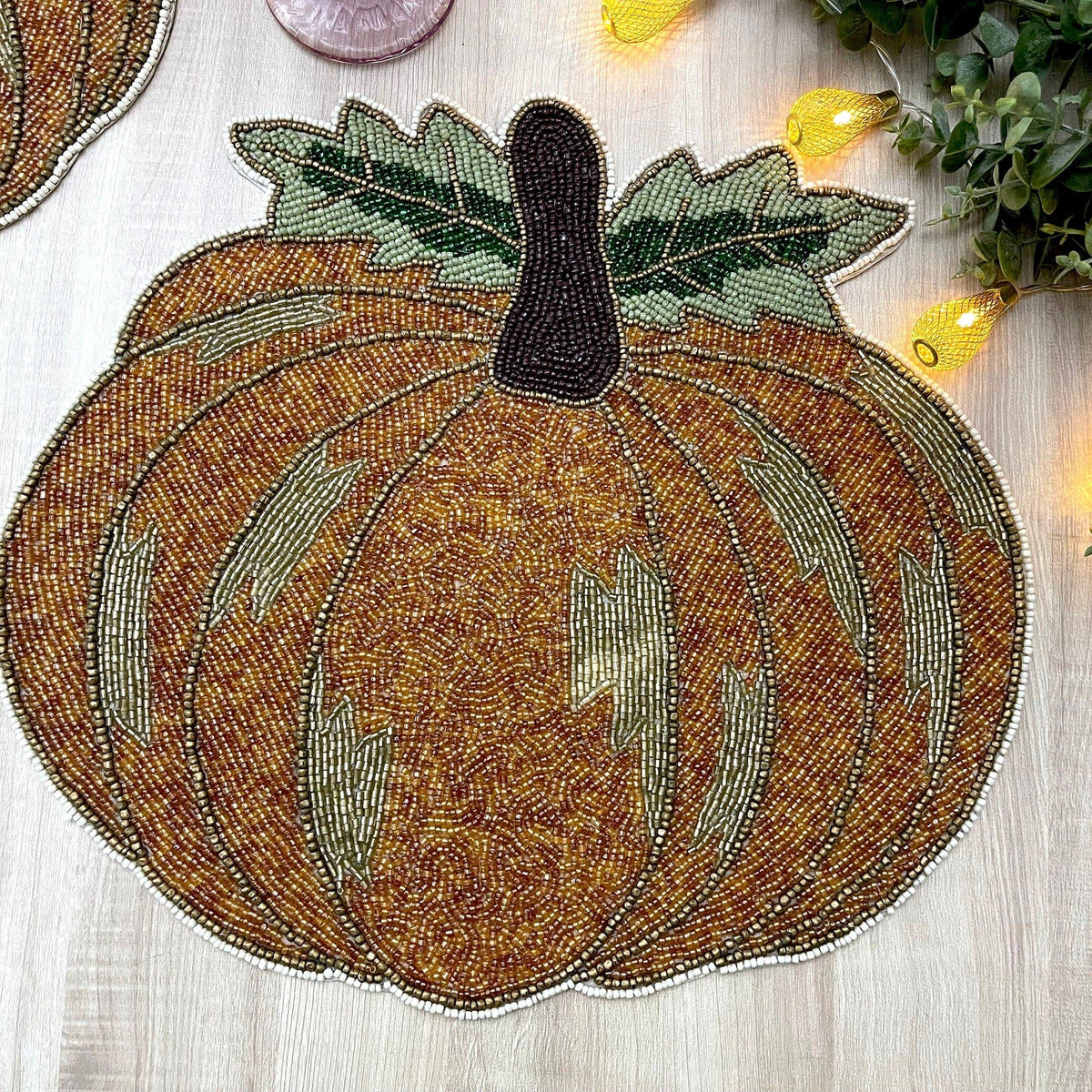 Orange Pumpkin Harvest Beaded Placemat - Set of 2 Default Title