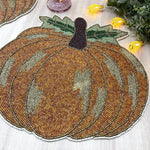 Orange Pumpkin Harvest Beaded Placemat - Set of 2