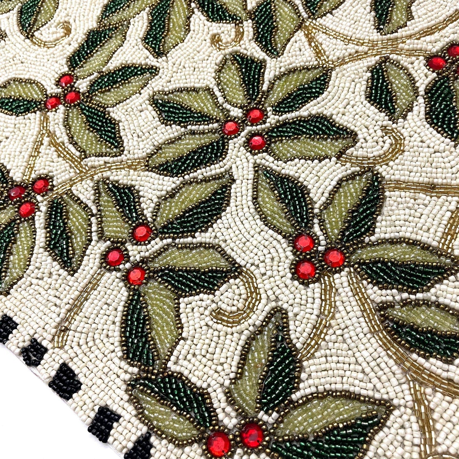 Christmas Berry Rectangular Beaded Table Runner