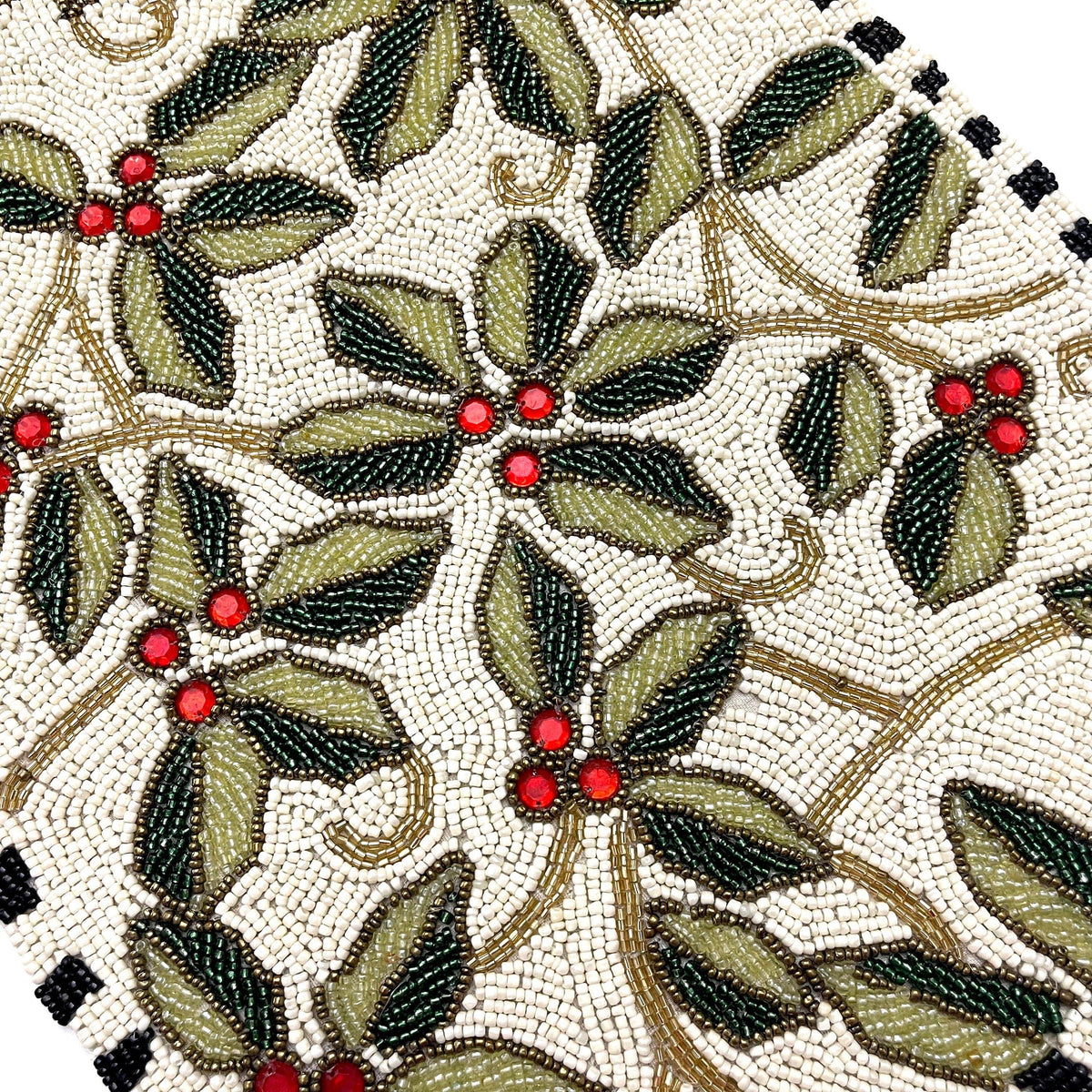 Christmas Berry Rectangular Beaded Table Runner