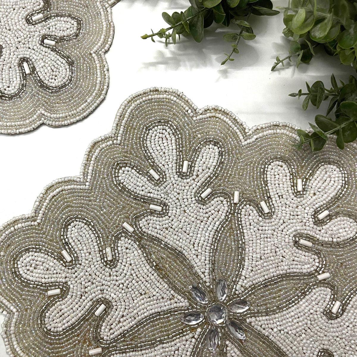 Christmas Snowflake Beaded Placemat - Set of 2