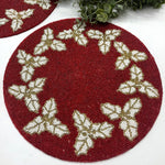 Christmas Holly Berry Round Beaded Placemat