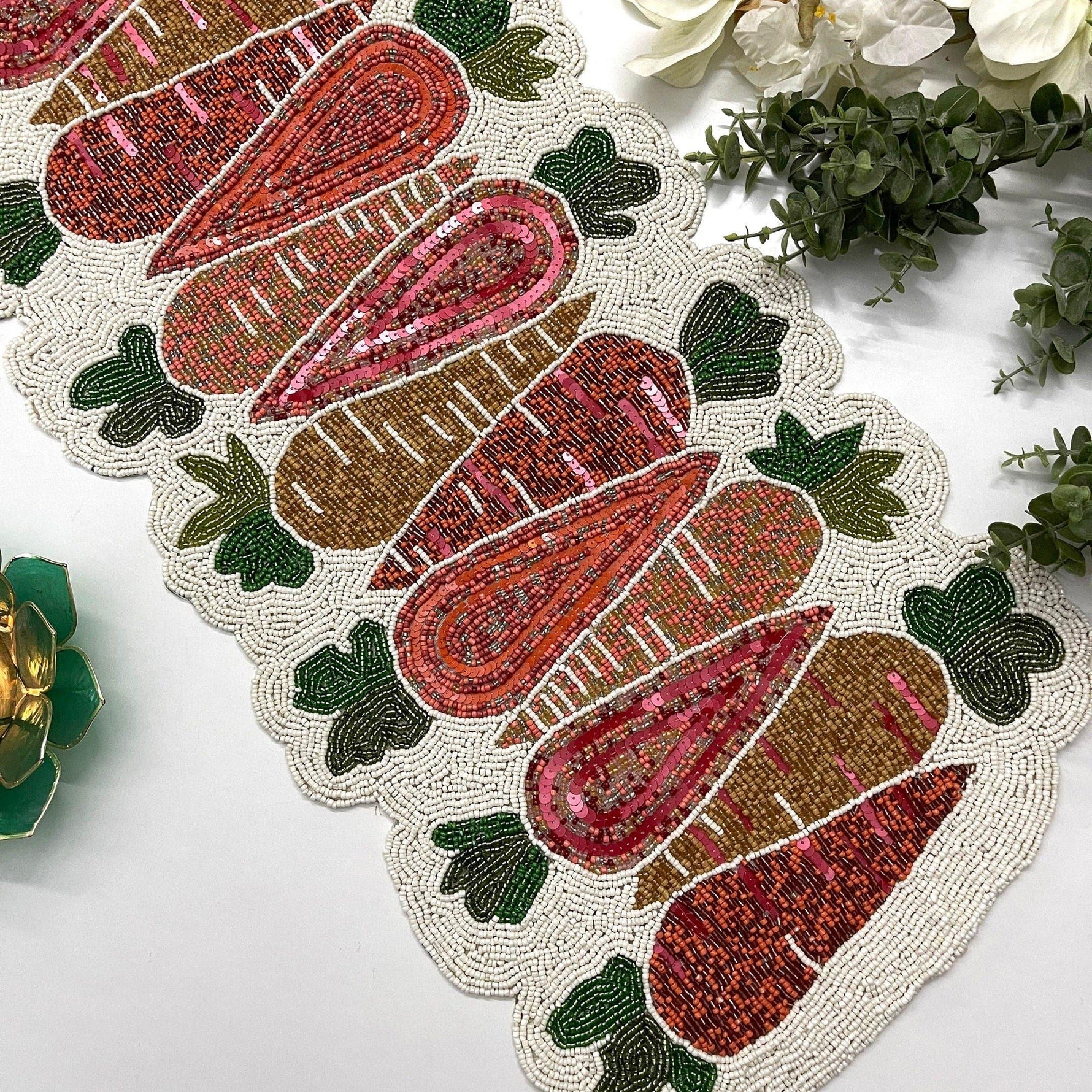 Carrot Easter Beaded Table Runner