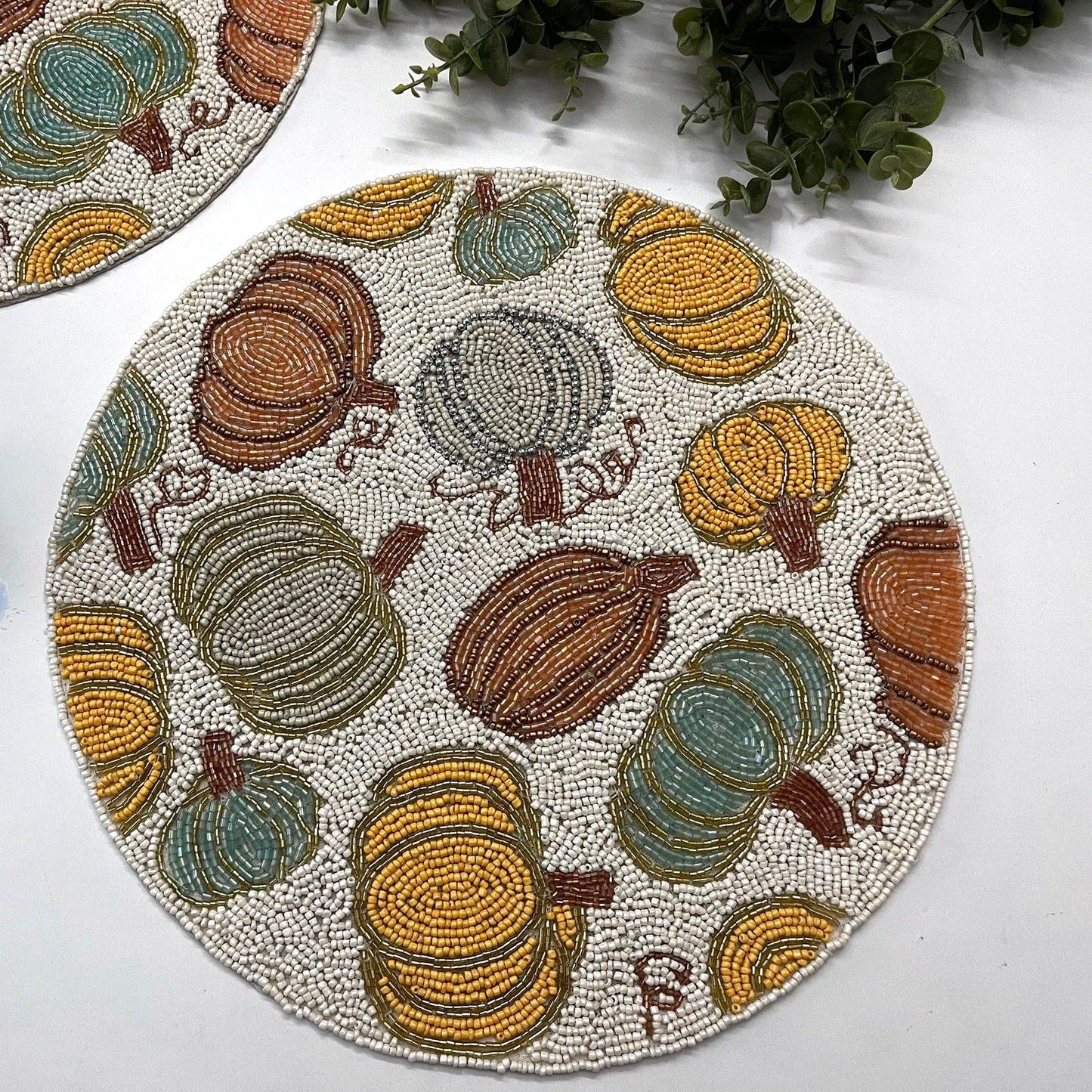 For the Love of Pumpkin Round Beaded Placemat - Set of 2 Default Title