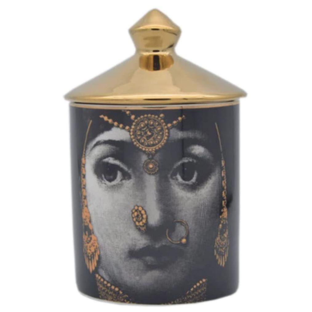 Indian Lina Cavalieri Ceramic Aromatherapy Candle Jar with Lid - MAIA HOMES