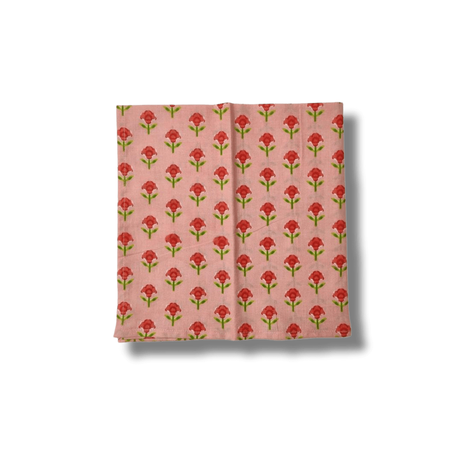 Indian Roses Floral Block Printed Cotton Napkins