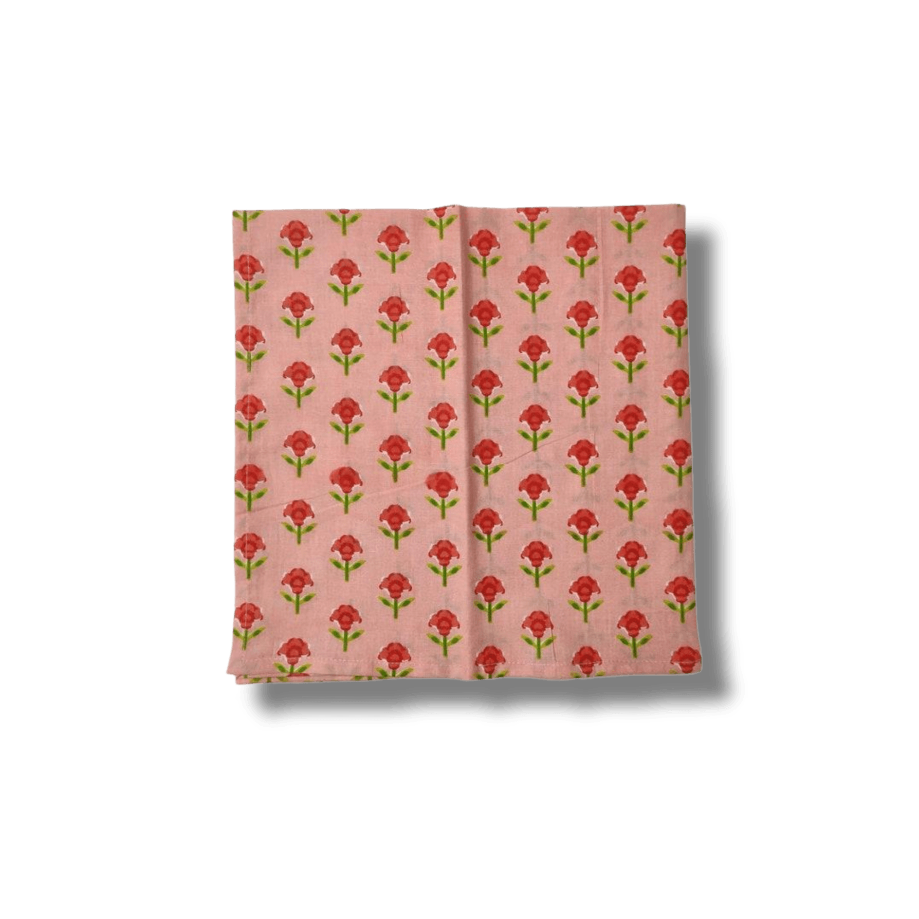 Indian Roses Floral Block Printed Cotton Napkins