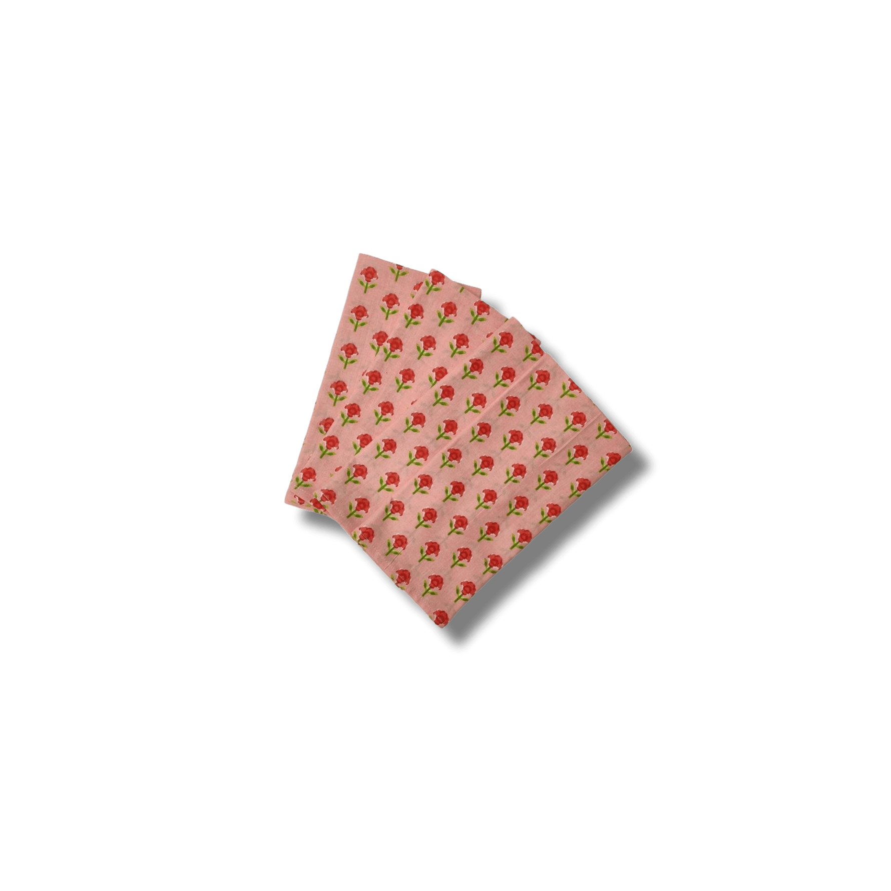 Indian Roses Floral Block Printed Cotton Napkins