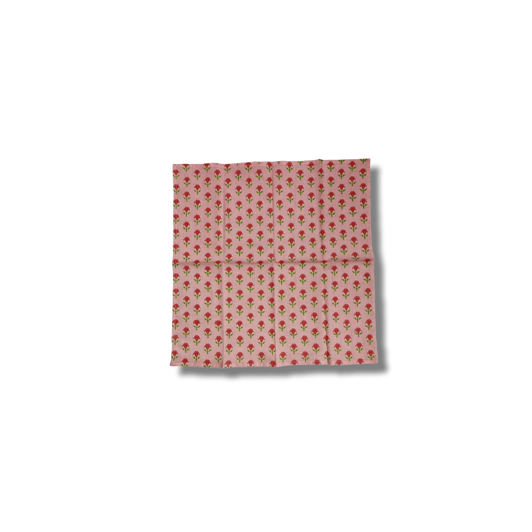 Indian Roses Floral Block Printed Cotton Napkins