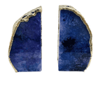 Indigo Plated Agate Bookends Silver