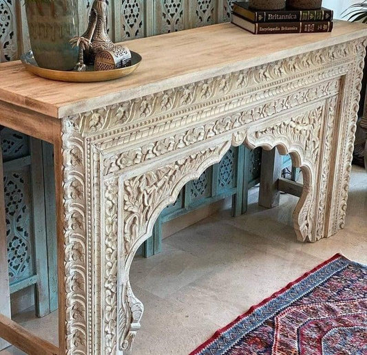 Intricate Entryway Wood Console - MAIA HOMES