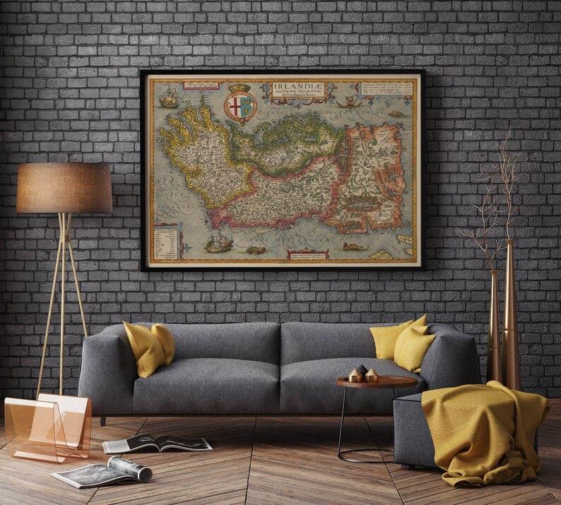 Ireland Map Wall Print| 1609 Ireland Map