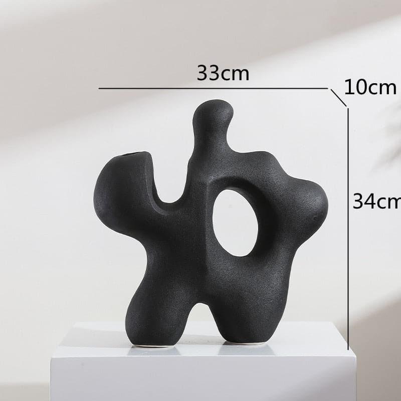 Irregular Organic Shaped Ceramic Vase Large - Black