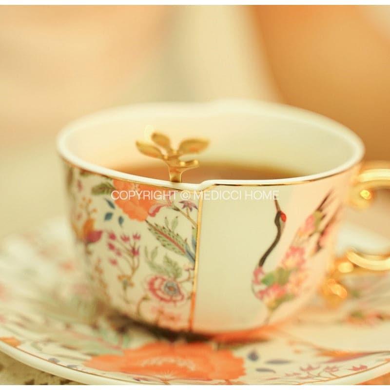 Irregularly Chinoiserie Tiger Mug and Saucer Set