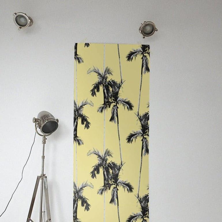 Island Coconut Trees on Yellow Wallpaper