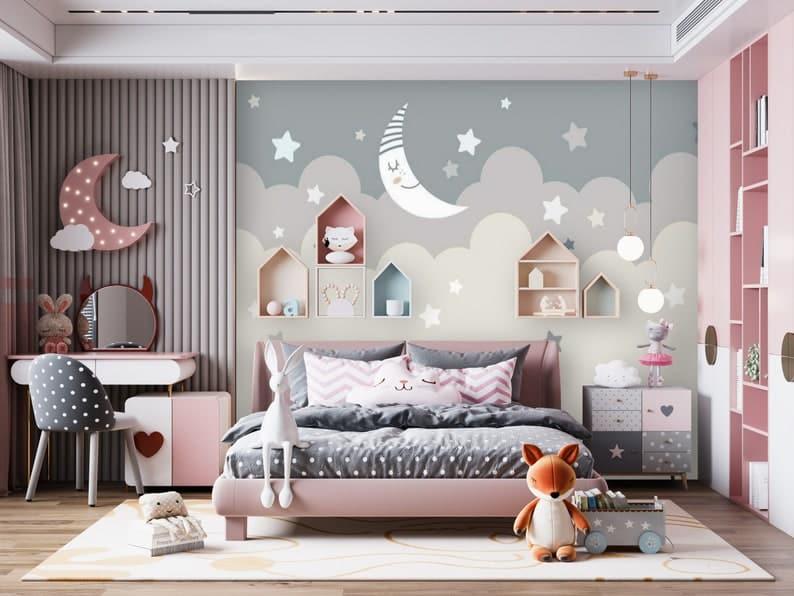 It's a Beautiful Sky Nursery Wallpaper