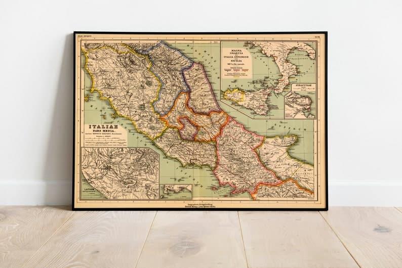 Italy Map Wall Print| 1903 Italy Map - MAIA HOMES