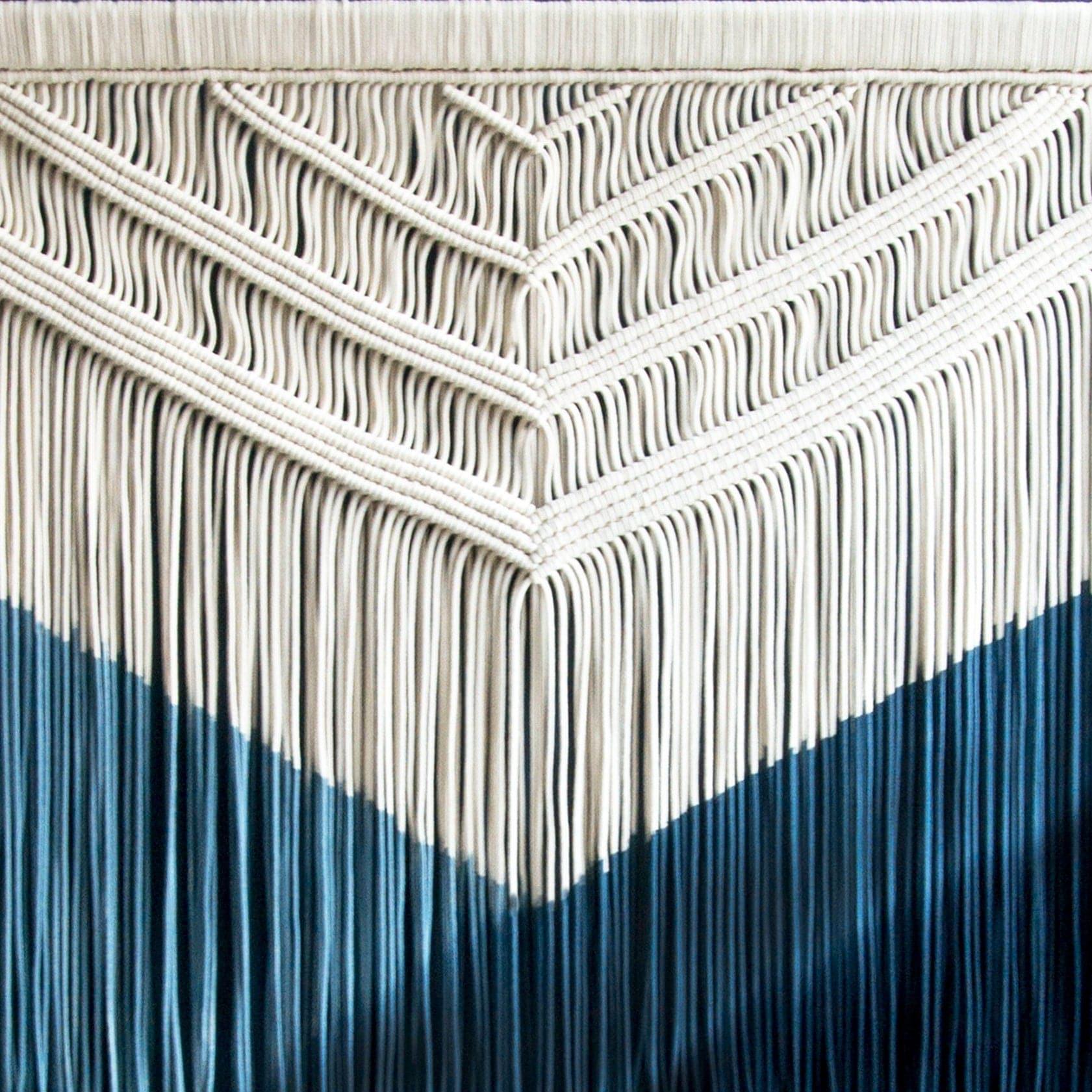 Jaclyn Wall Hanging Macrame Tapestry - Dyed in a Blue Gradient