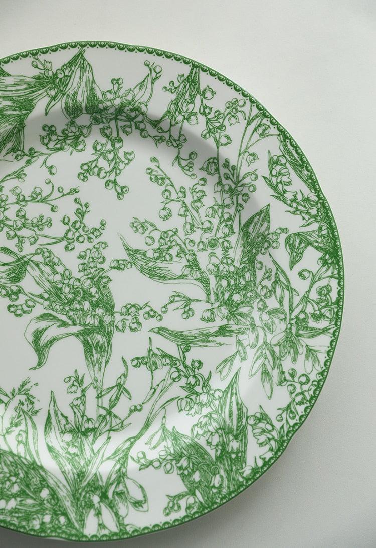 Jade Green Lily of The Valley Decorative Bone China Plate