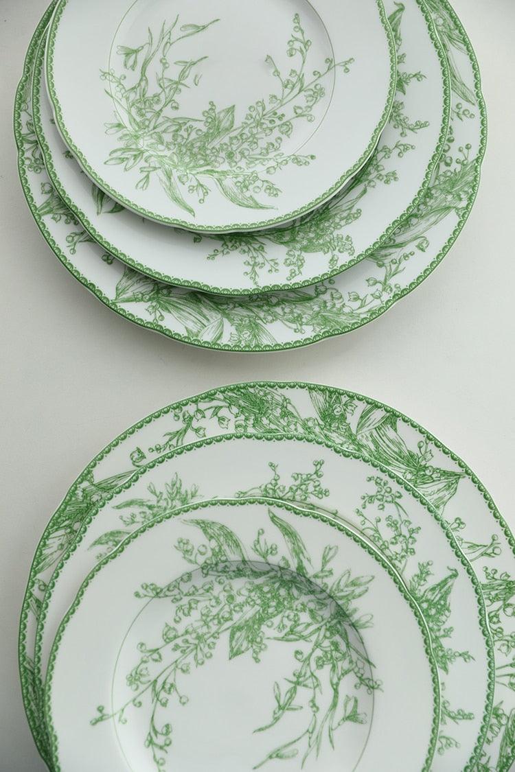 Jade Green Lily of The Valley Decorative Bone China Plate