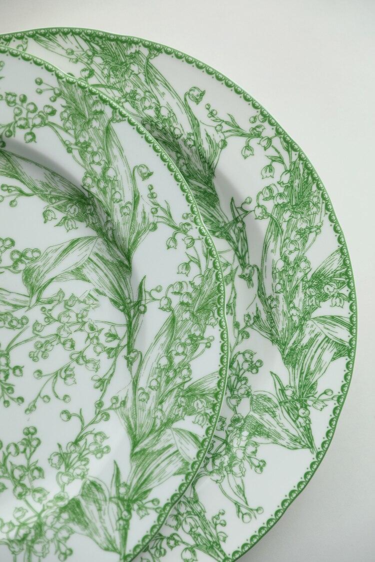 Jade Green Lily of The Valley Decorative Bone China Plate