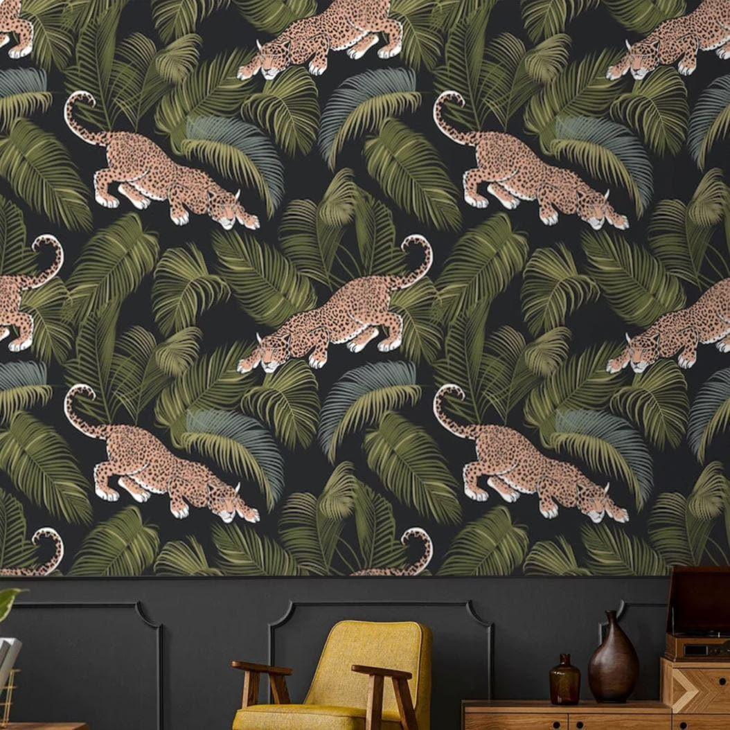 Jaguars in the Dark Jungle Wallpaper - MAIA HOMES