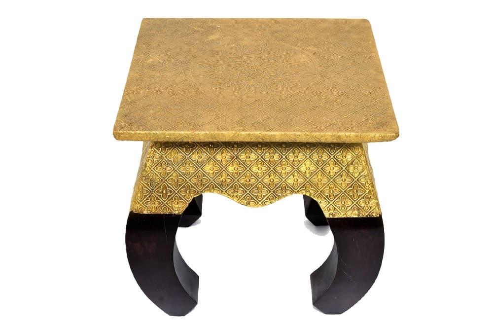 Jaipur Black Wooden and Brass Stool - MAIA HOMES