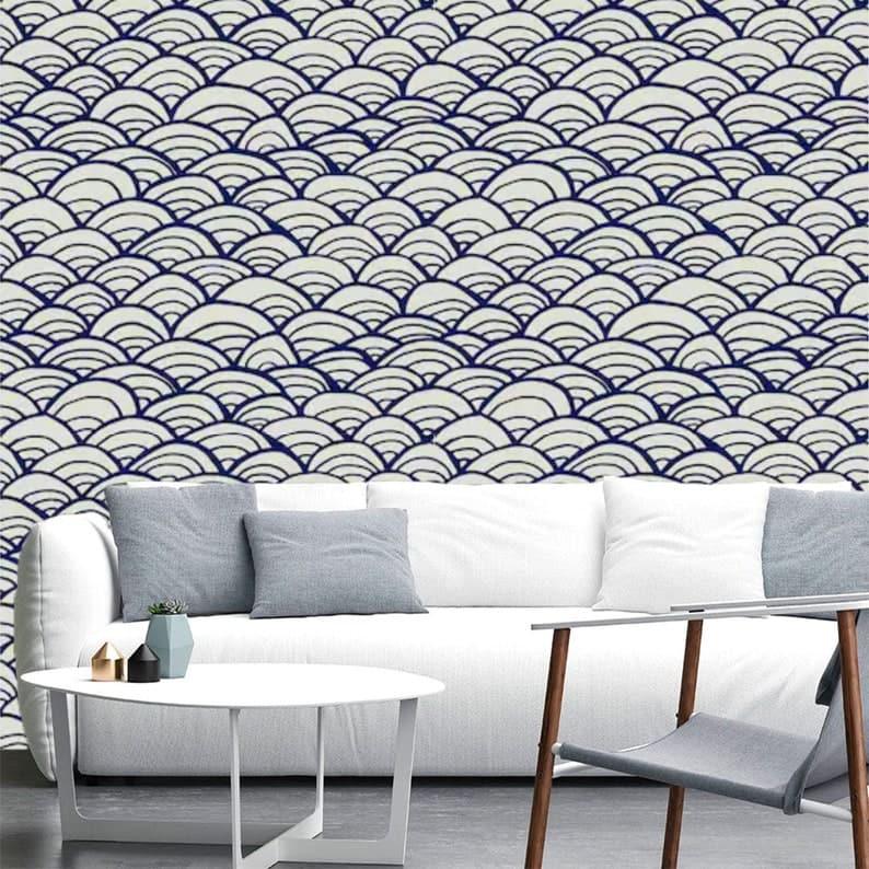 Japanese Fish Scale Waves Wallpaper