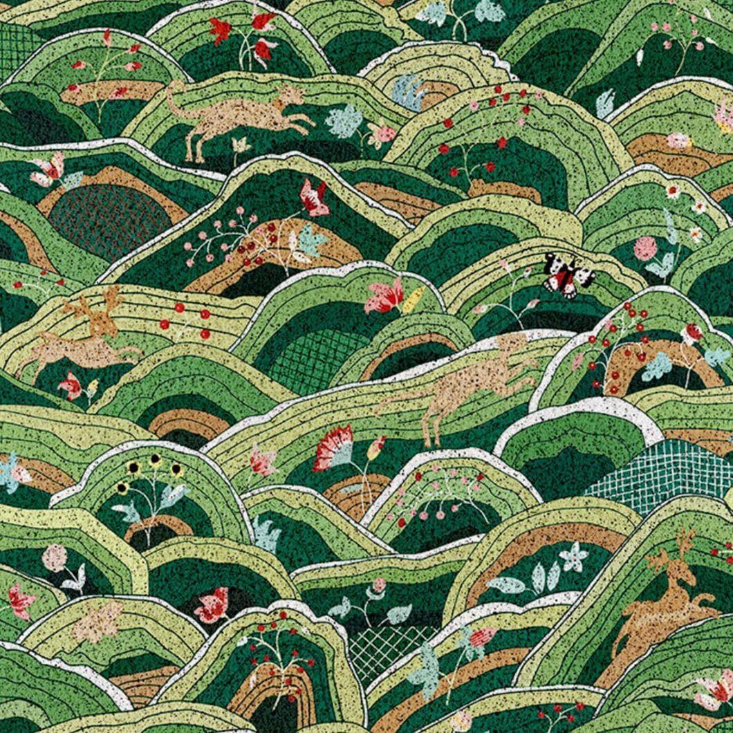 Japanese Green Mountains Door Mat