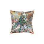 Jungle and City Meet Faux Silk Throw Pillow Cover Orange