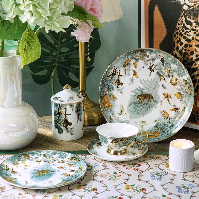 Jungle Leopard and Monkey Bone China