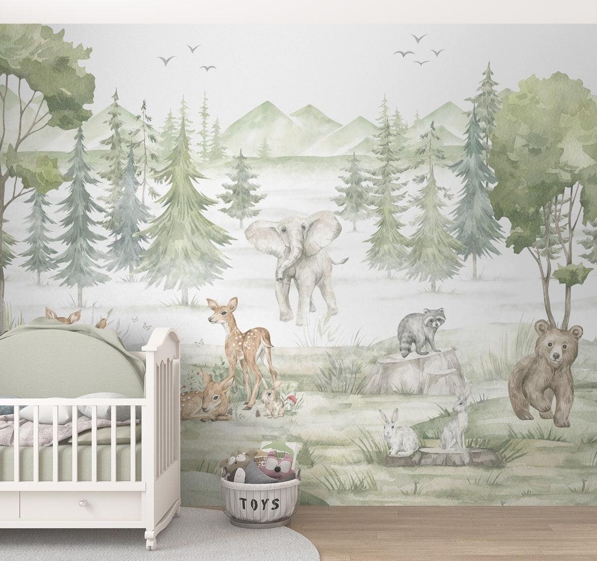Jungle Safari Kids Room Wallpaper