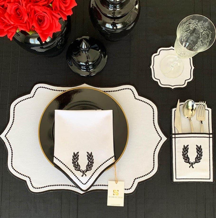 Kaiser Embroidered Linen Placemats - MAIA HOMES