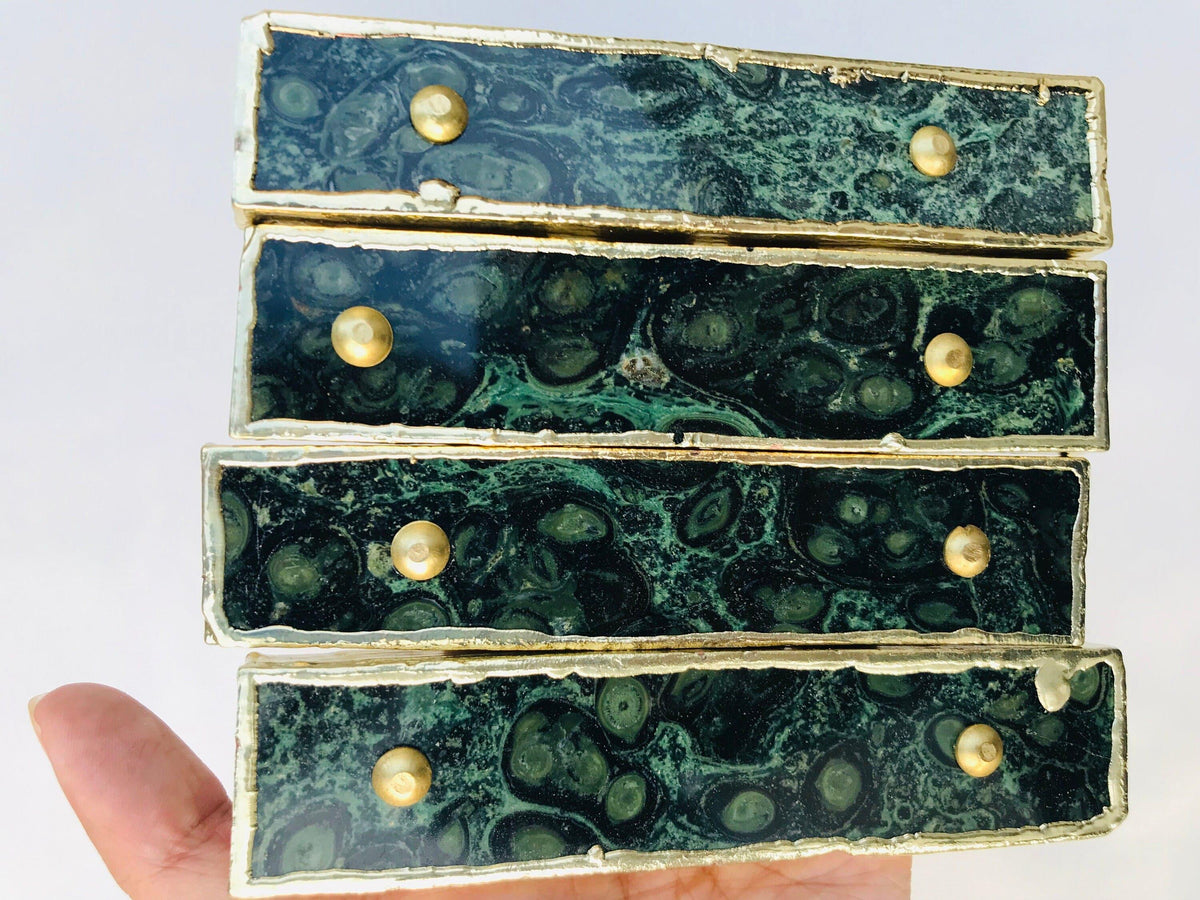 Kambaba Jasper Agate Cabinet Door Pull Handle - Set of 4 Rose Gold