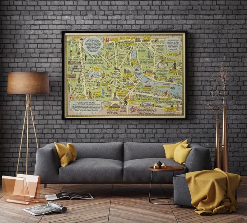 Kensington Gardens Map Print| Fine Art Prints