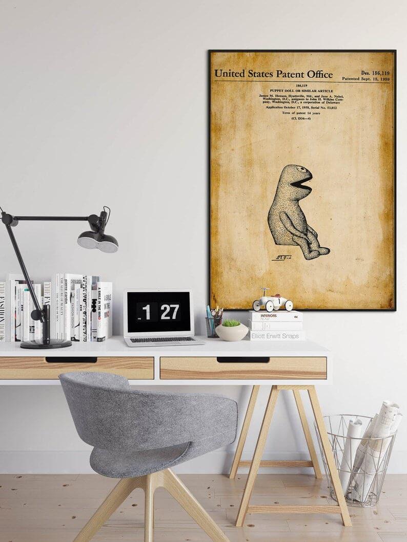 Kermit the Frog Patent Print| Framed Art Print - MAIA HOMES