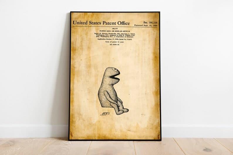 Kermit the Frog Patent Print| Framed Art Print - MAIA HOMES