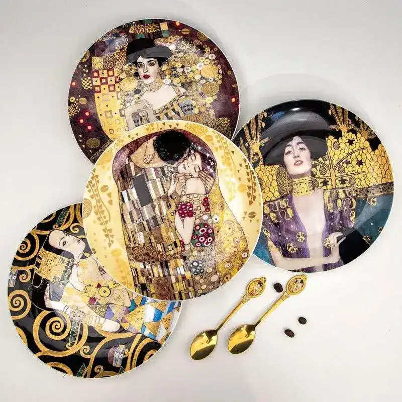 Klimt Kiss Oil Painting Decorative Wall Hanging Plate