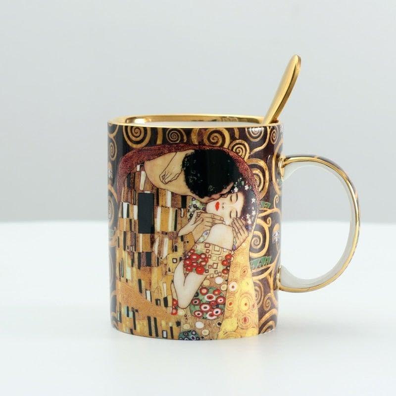 Klimt Kiss Porcelain Coffee Mug With Spoon