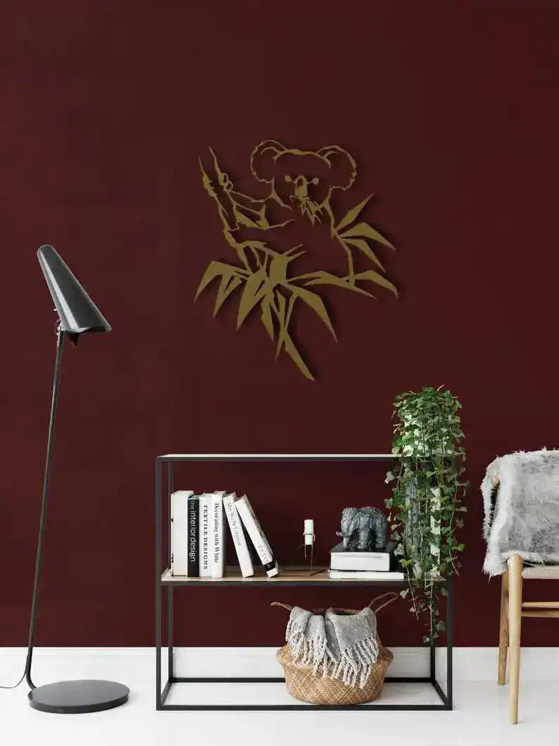 Koala Bear Metal Wall Hanging Decor Gold