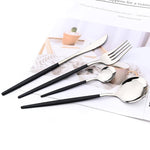 Kyoto 24-piece Cutlery Set in Polished Steel with Enamel Handle Steel Black Enamel