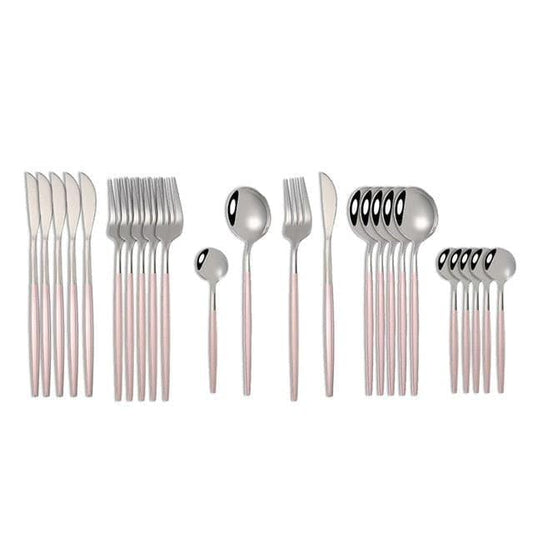 Kyoto 24-piece Cutlery Set in Polished Steel with Enamel Handle - MAIA HOMES