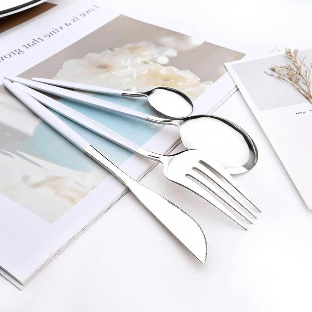 Kyoto 24-piece Cutlery Set in Polished Steel with Enamel Handle - MAIA HOMES