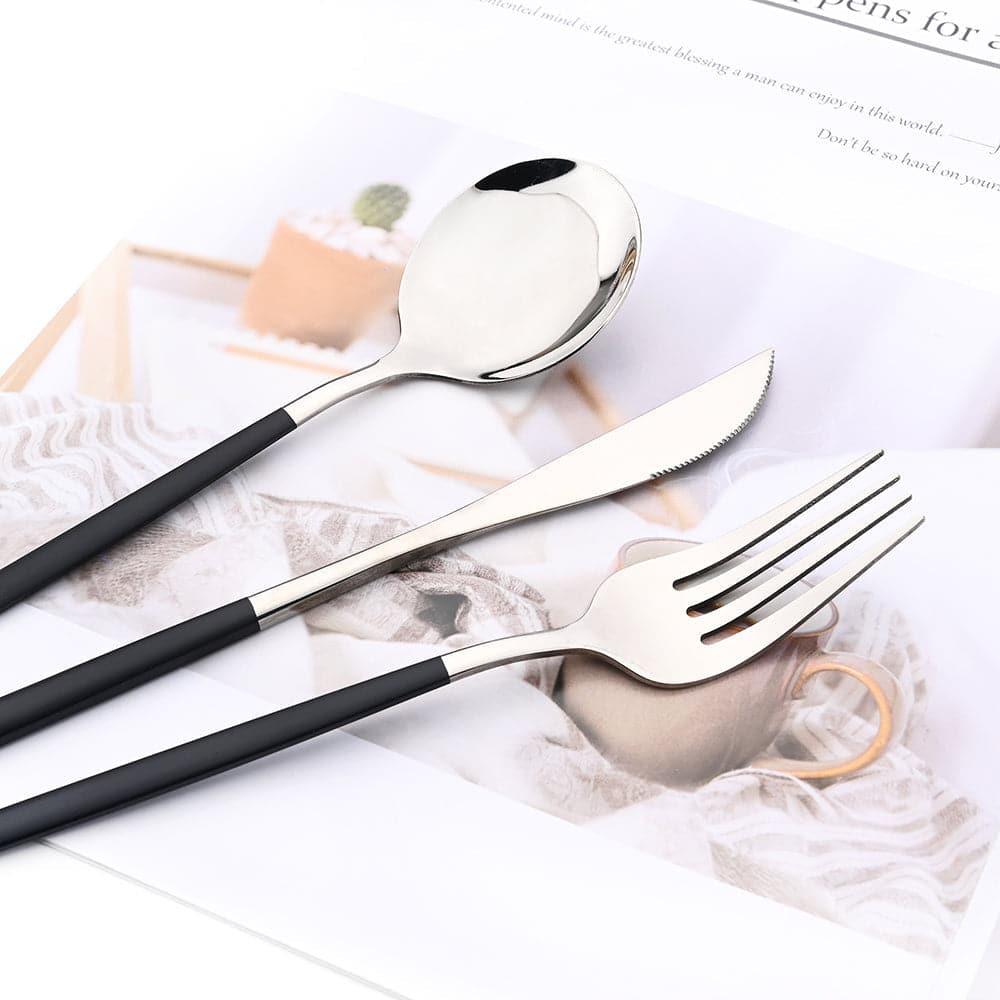 Kyoto 24-piece Cutlery Set in Polished Steel with Enamel Handle