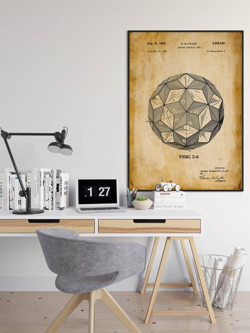 Laminar Geodesic Dome Patent Print| Framed Art Print